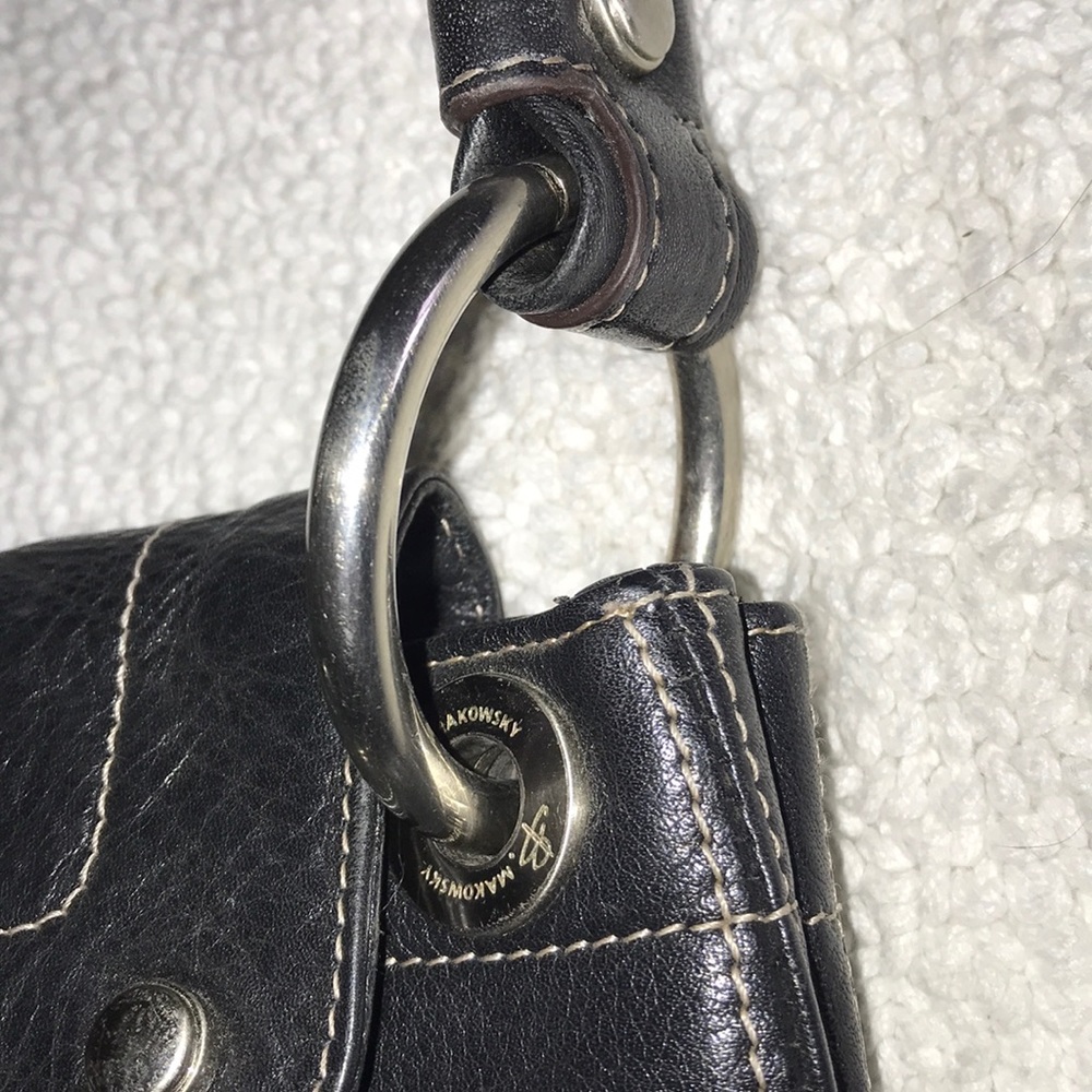 B Makowsky Black Pebbled Leather Handbag - Picture 4 of 14
